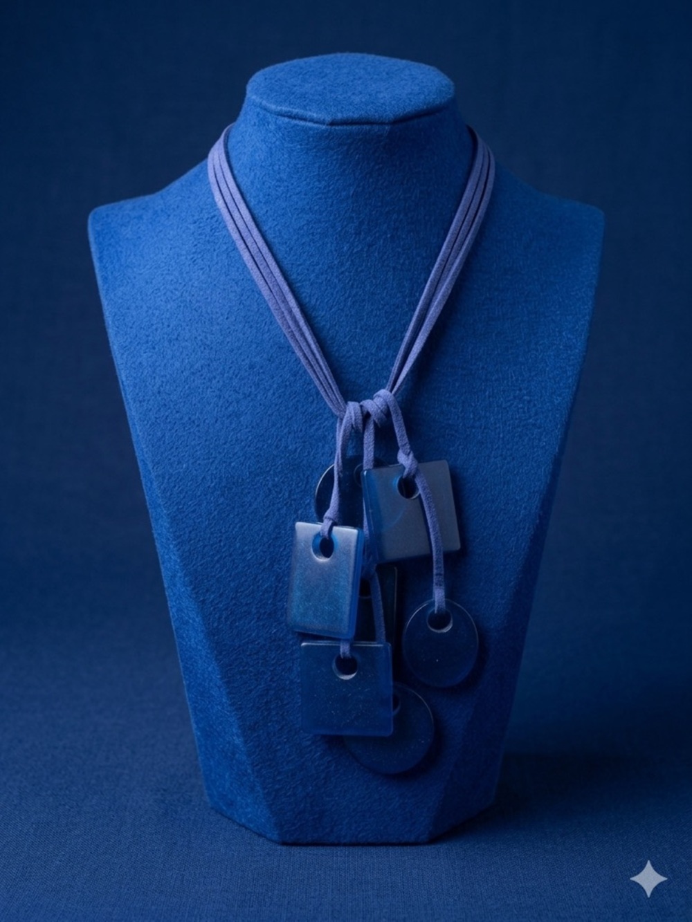 Vibrant Cobalt Blue Resin Geometric Cluster Statement Necklace